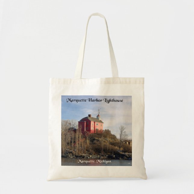 Marquette Harbor Lighthouse tote bag ver 3 (Front)