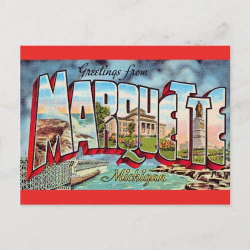 Marquette Michigan Greeting Postcard