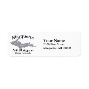 Marquette Michigan Map Design Return Address Label