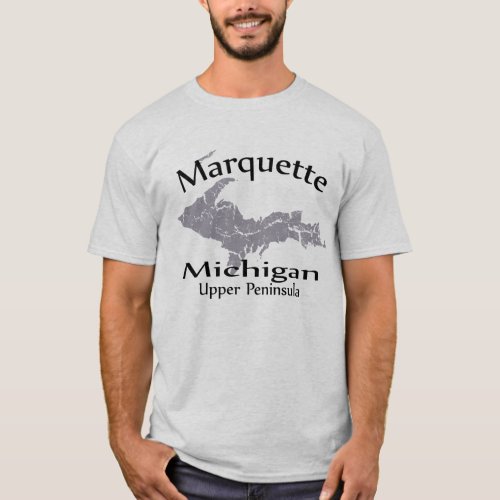 Marquette Michigan Map Design T_shirt