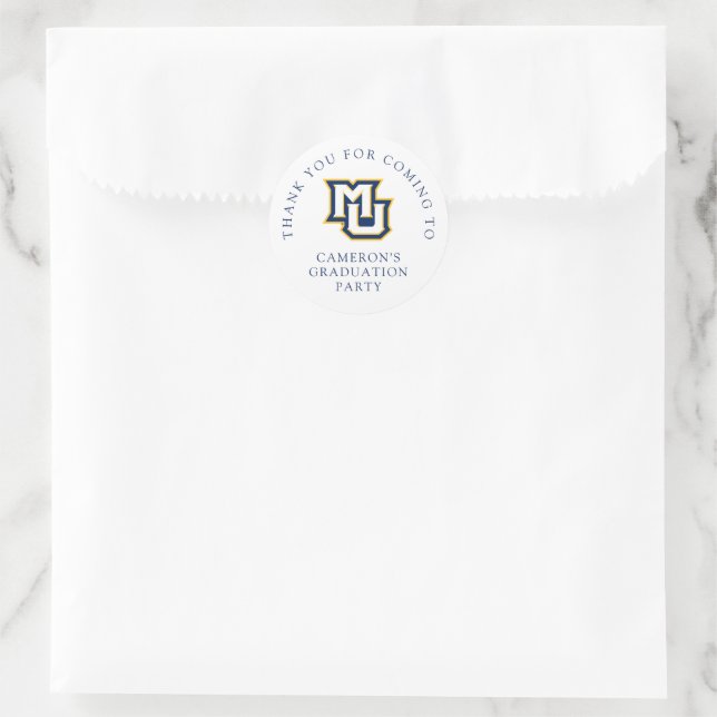 Marquette MU Interlocking Logo Graduation Classic Round Sticker (Bag)