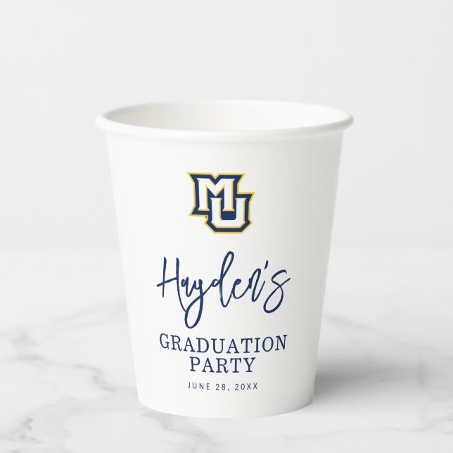 Marquette MU Interlocking Logo Graduation Paper Cups (Front)
