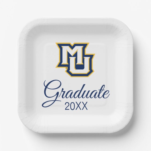 Marquette MU Interlocking Logo Graduation Paper Plates (Front)