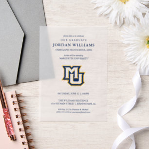 Marquette MU Interlocking Logo Graduation Vellum Invitations