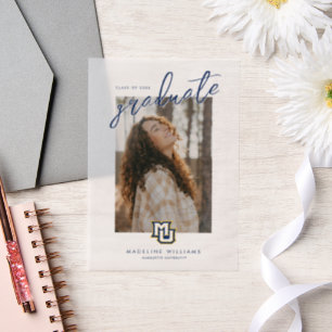 Marquette MU Interlocking Logo Graduation Vellum Invitations