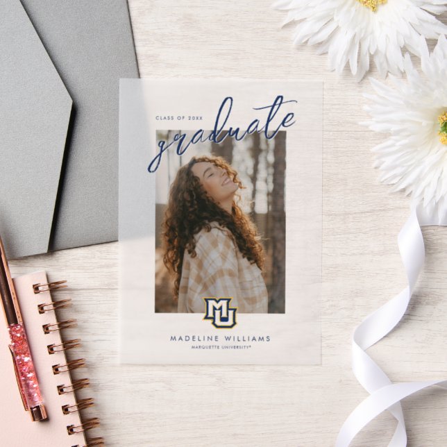 Marquette MU Interlocking Logo Graduation Vellum Invitations (Wedding)