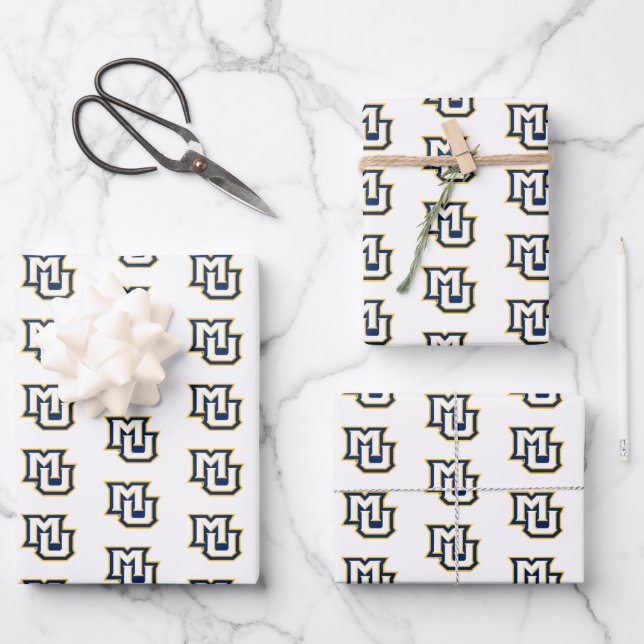 Marquette MU Interlocking Logo Graduation Wrapping Paper Sheets (Front)