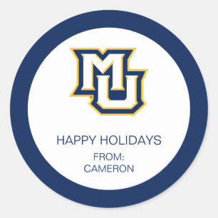 Marquette MU Interlocking Logo Holiday Classic Round Sticker