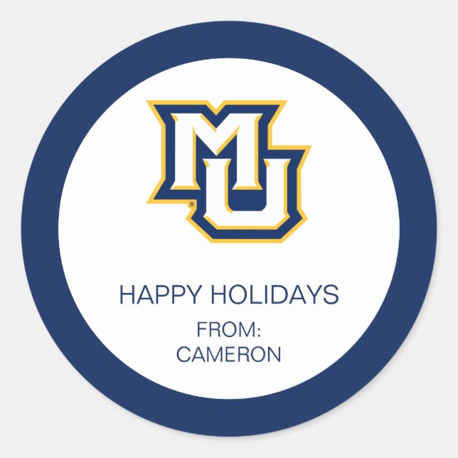 Marquette MU Interlocking Logo Holiday Classic Round Sticker (Front)