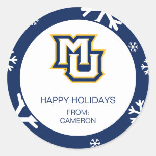 Marquette MU Interlocking Logo Holiday Classic Round Sticker