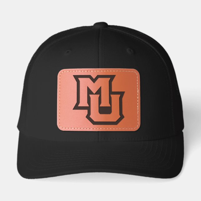Marquette MU Interlocking Logo Leather Patch Hat (Front)