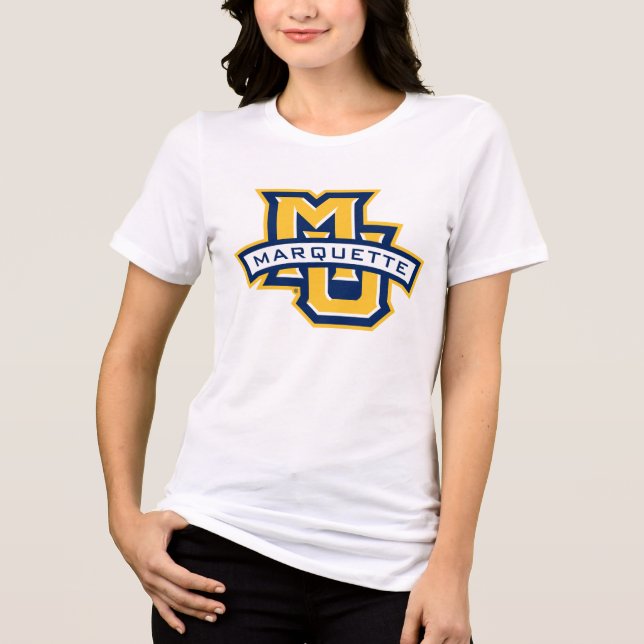 Marquette MU Logo with MARQUETTE Wordmark Tri-Blend Shirt (Front)