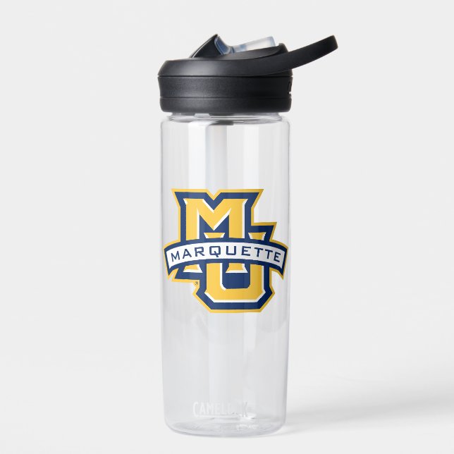 Marquette MU Logo with MARQUETTE Wordmark Water Bottle (Left)