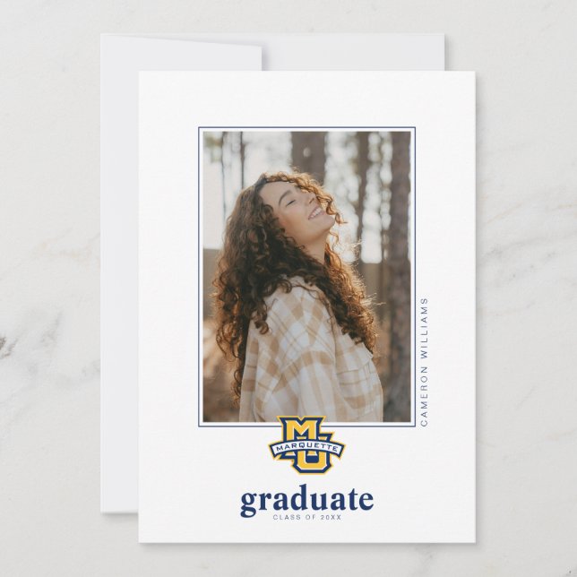 Marquette MU Logo Wordmark Graduation Announcement (Front)