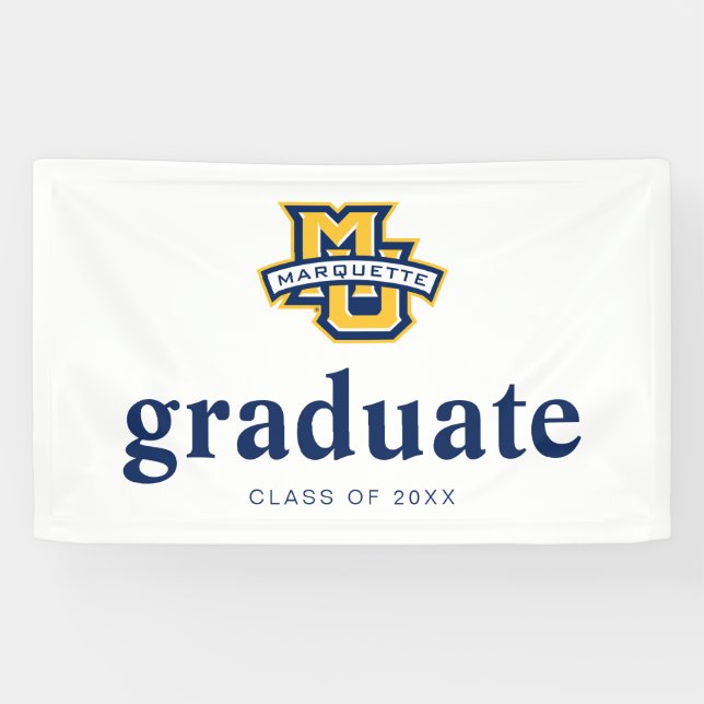 Marquette MU Logo Wordmark Graduation Banner (Horizontal)