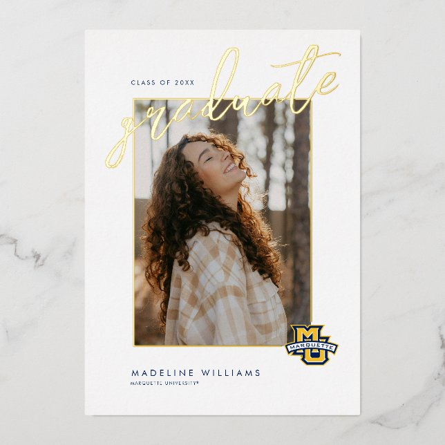 Marquette MU Logo Wordmark Graduation Foil Invitation (Front)