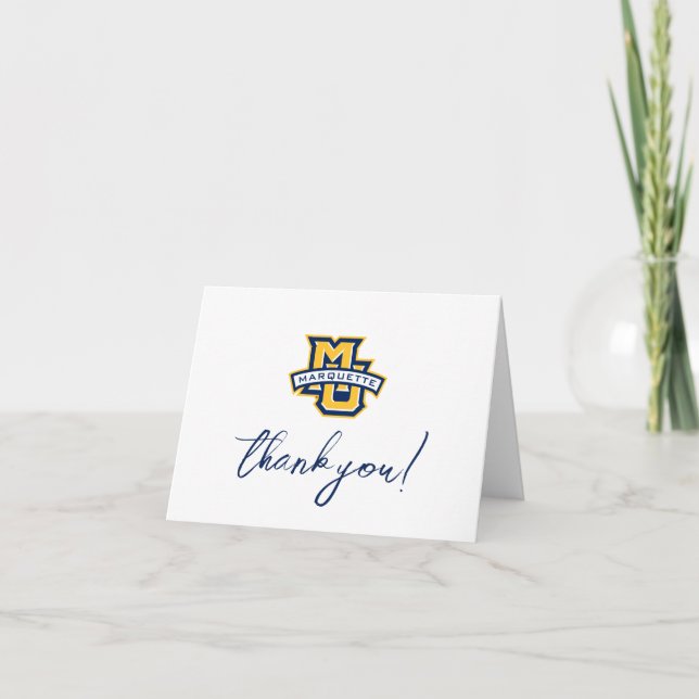 Marquette MU Logo Wordmark Graduation Letterpress Thank You Card (Front)