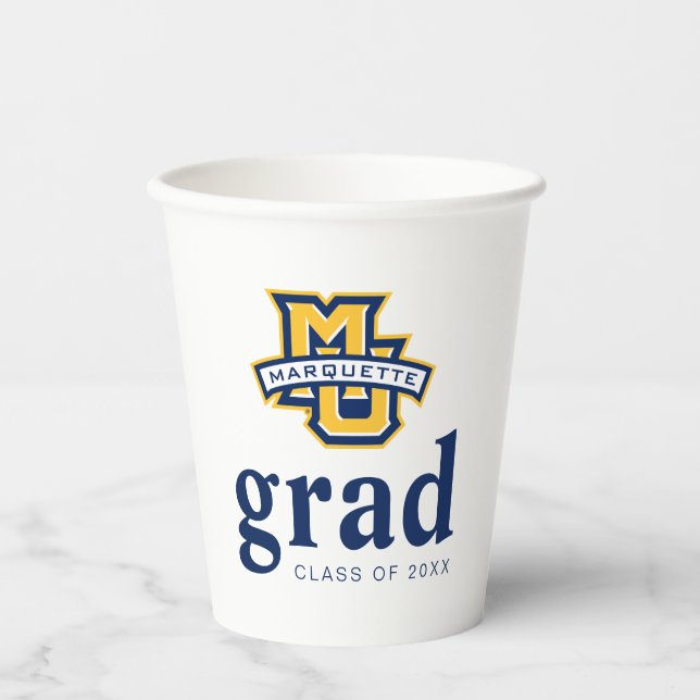 Marquette MU Logo Wordmark Graduation Paper Cups (Front)