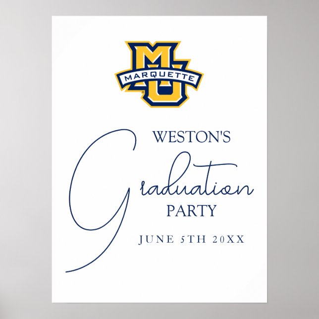 Marquette MU Logo Wordmark Graduation Poster (Front)