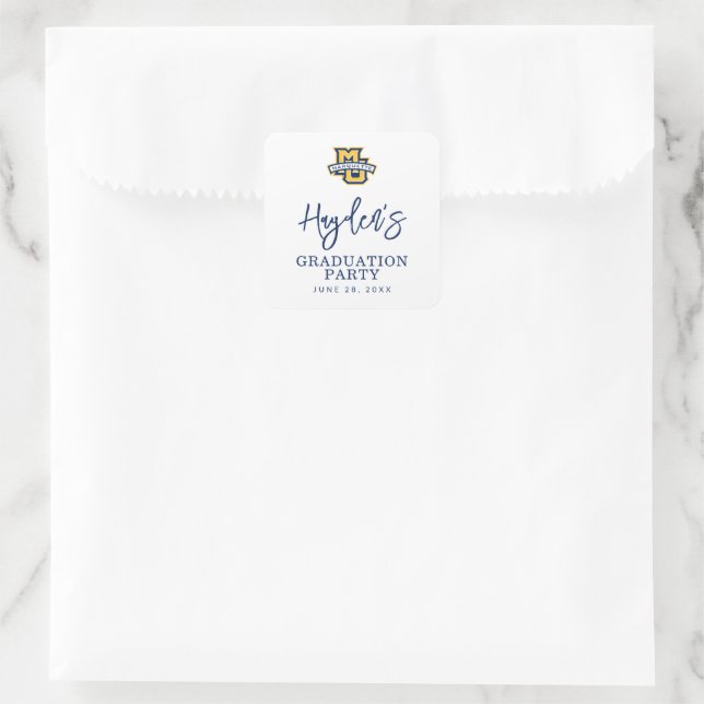 Marquette MU Logo Wordmark Graduation Square Sticker (Bag)
