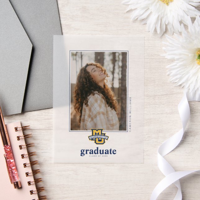 Marquette MU Logo Wordmark Graduation Vellum Invitations (Wedding)
