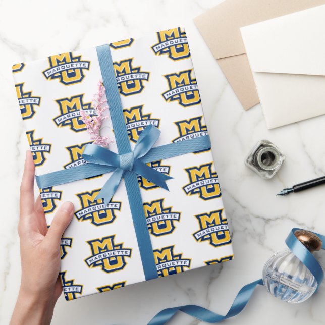 Marquette MU Logo Wordmark Graduation Wrapping Paper (Gifting)