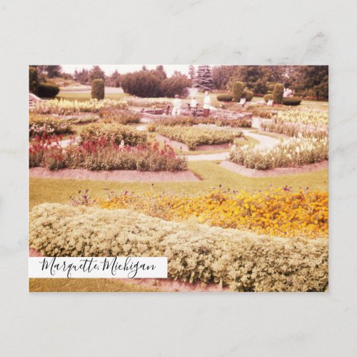 Marquette Prison Michigan Flower Garden Postcard