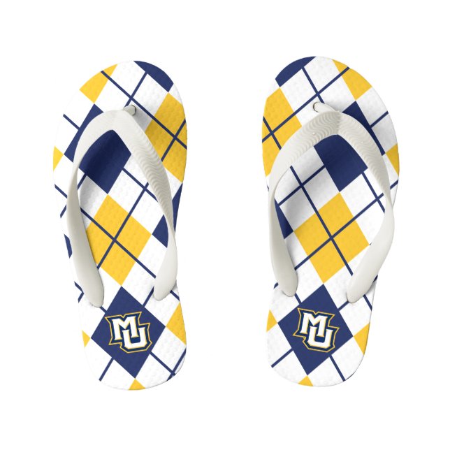 Marquette University Argyle Kid's Flip Flops (Footbed)