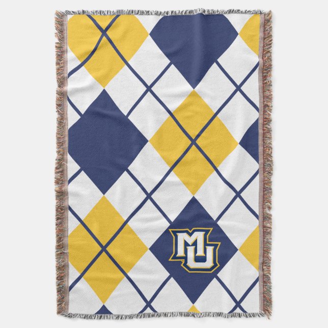Marquette University Argyle Throw Blanket (Front Vertical)
