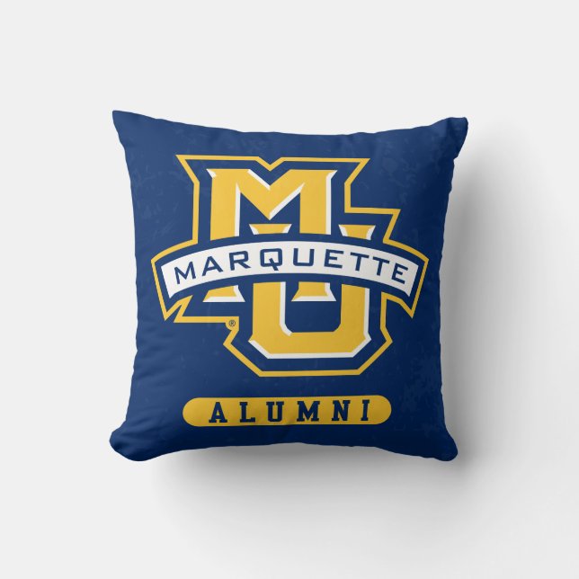 Marquette University Distressed Throw Pillow (Front)