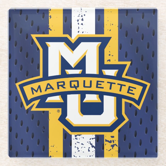 Marquette University Jersey Glass Coaster (Front)