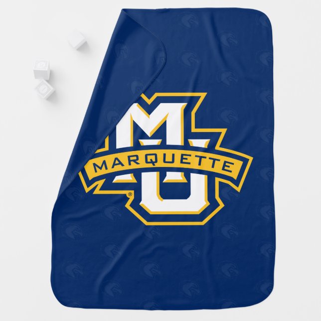 Marquette University Logo Watermark Baby Blanket (In Situ)