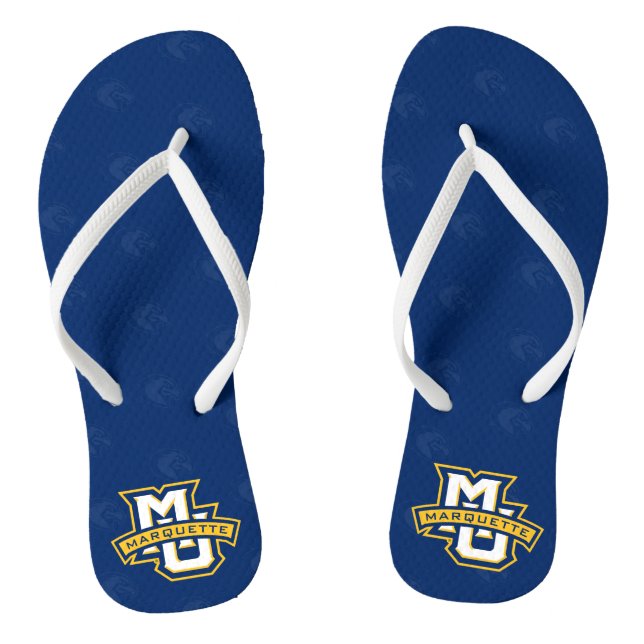 Marquette University Logo Watermark Flip Flops (Footbed)