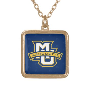 Marquette University Logo Watermark Gold Plated Necklace by MarquetteUniversity at Zazzle