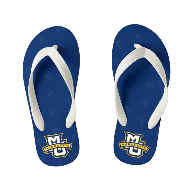 Marquette University Logo Watermark Kid's Flip Flops (Footbed)