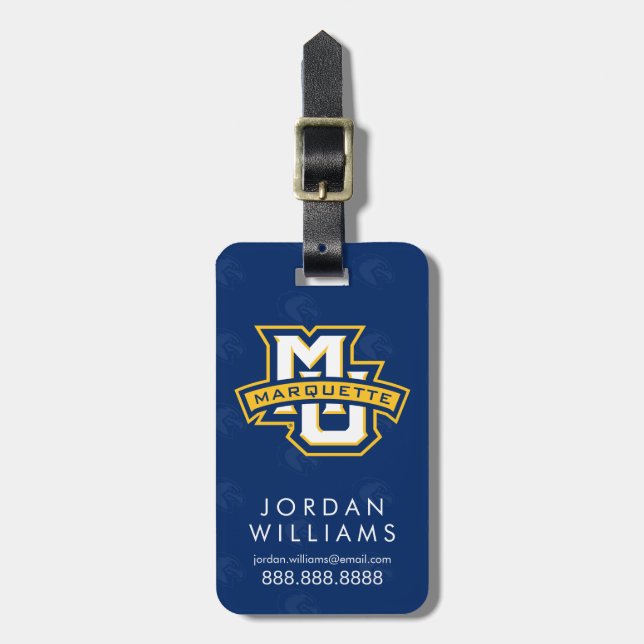 Marquette University Logo Watermark Luggage Tag (Front Vertical)
