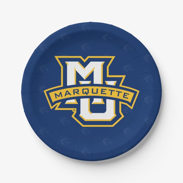 Marquette University Logo Watermark Paper Plates (Front)