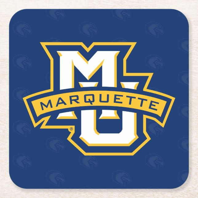 Marquette University Logo Watermark Square Paper Coaster (Front)