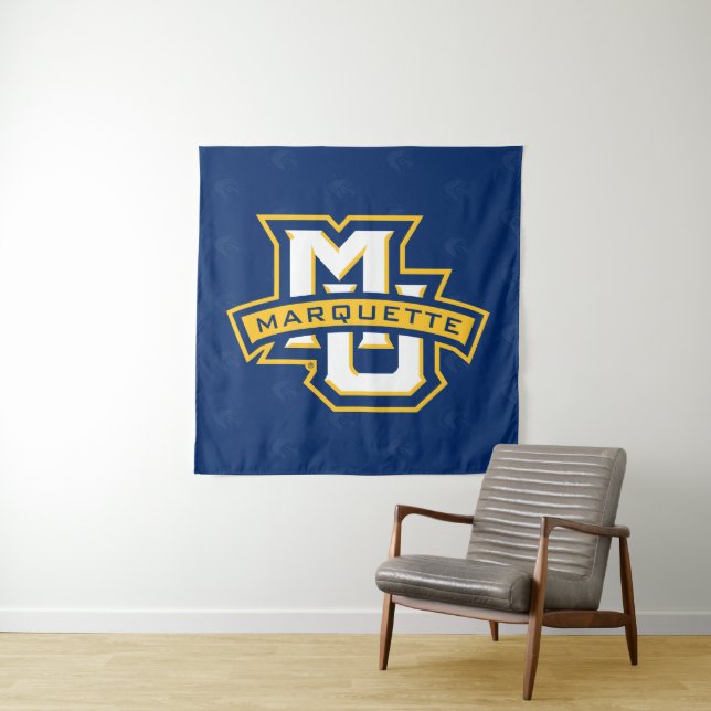 Marquette University Logo Watermark Tapestry (In Situ)