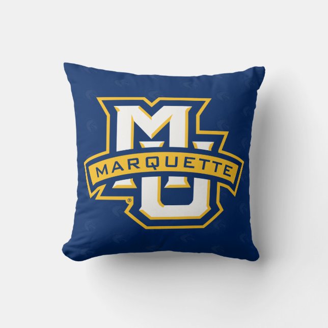 Marquette University Logo Watermark Throw Pillow (Front)