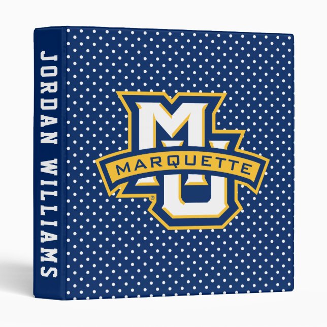 Marquette University Polka Dot Pattern 3 Ring Binder (Front/Spine)