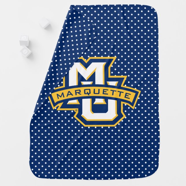 Marquette University Polka Dot Pattern Baby Blanket (In Situ)