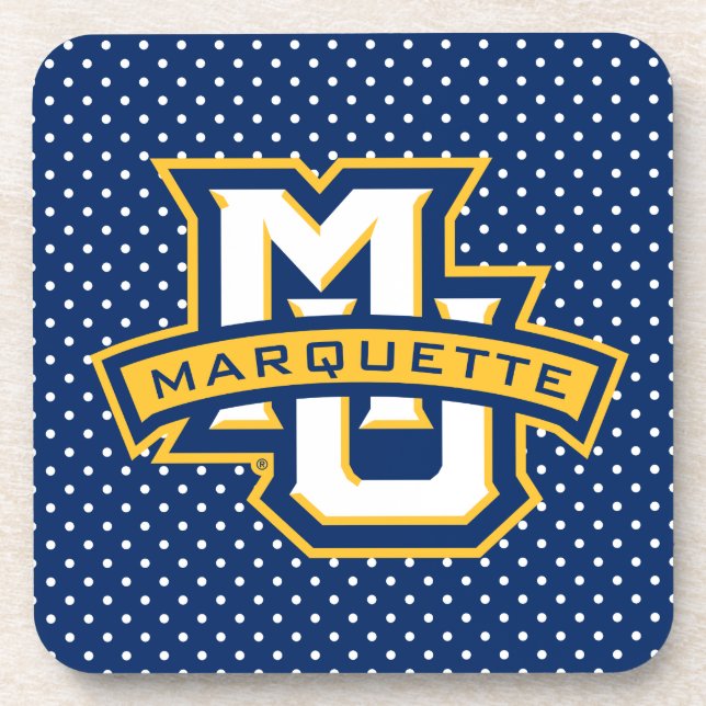 Marquette University Polka Dot Pattern Beverage Coaster (Front)
