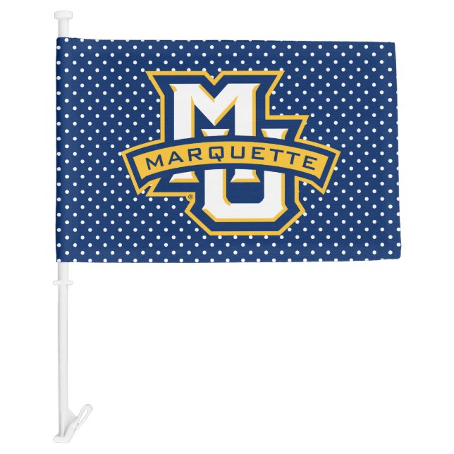 Marquette University Polka Dot Pattern Car Flag (Front)