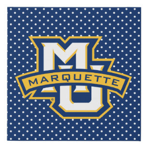 Marquette University Polka Dot Pattern Faux Canvas Print