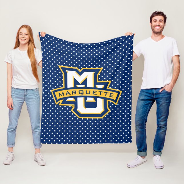 Marquette University Polka Dot Pattern Fleece Blanket (In Situ)