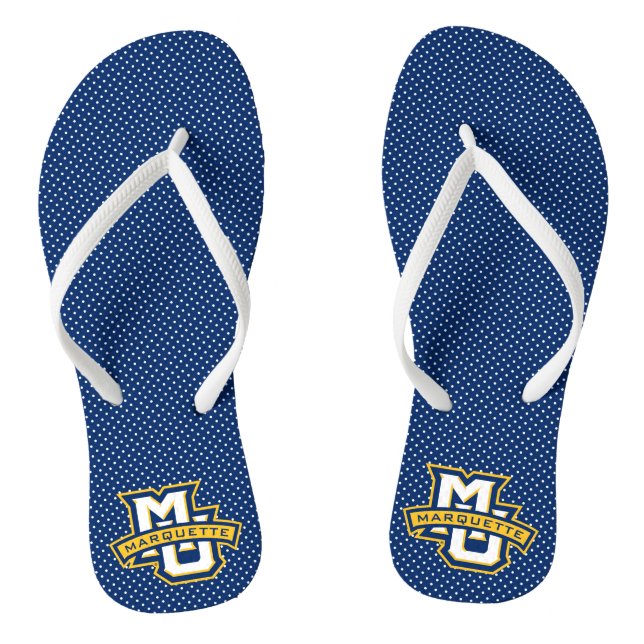Marquette University Polka Dot Pattern Flip Flops (Footbed)