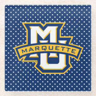 Marquette University Polka Dot Pattern Glass Coaster