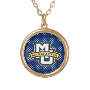 Marquette University Polka Dot Pattern Gold Plated Necklace