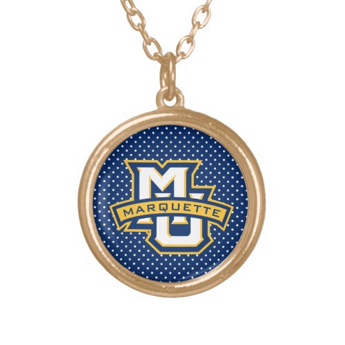 Marquette University Polka Dot Pattern Gold Plated Necklace